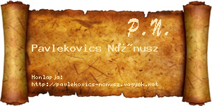 Pavlekovics Nónusz névjegykártya